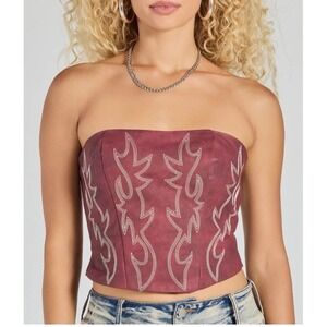 Western Corset Crop Top Lace Up Bustier Medium Country Cowgirl Chic Viral TikTok